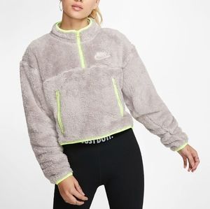 NWOT Nike Cropped Sherpa Gray Lime Green. No tags but never worn.